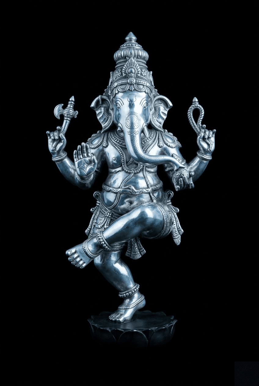 Nritta Ganapati · The Dancing Ganesha · Sterling Silver. Sterling Silver · 925. Shilpa Shastra certified.